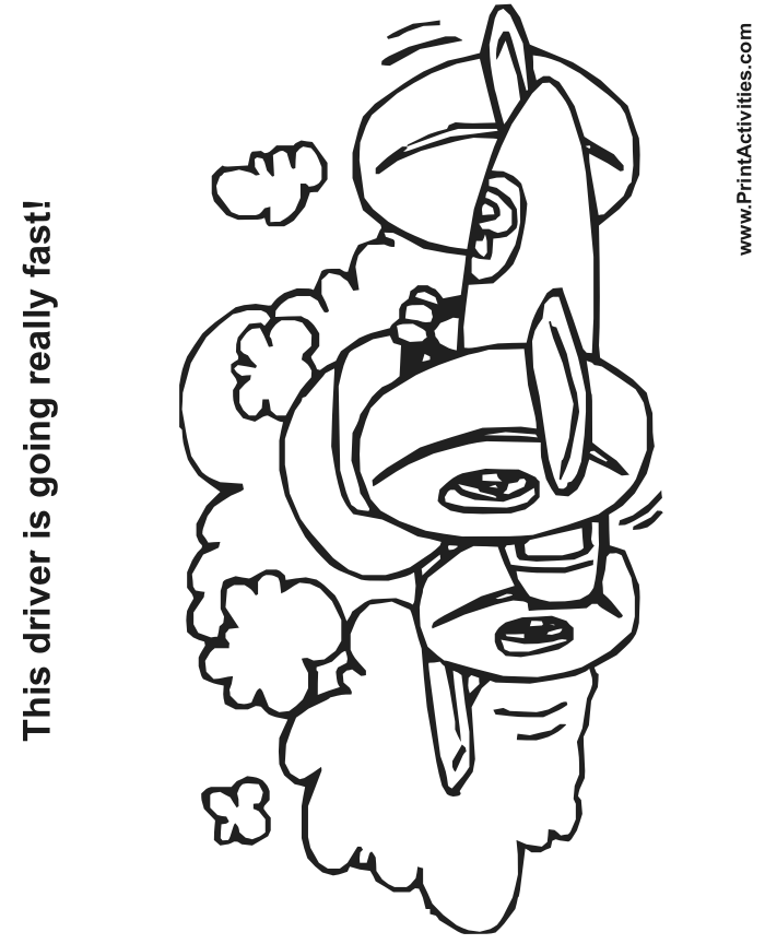Race Car Coloring Page of one racing.