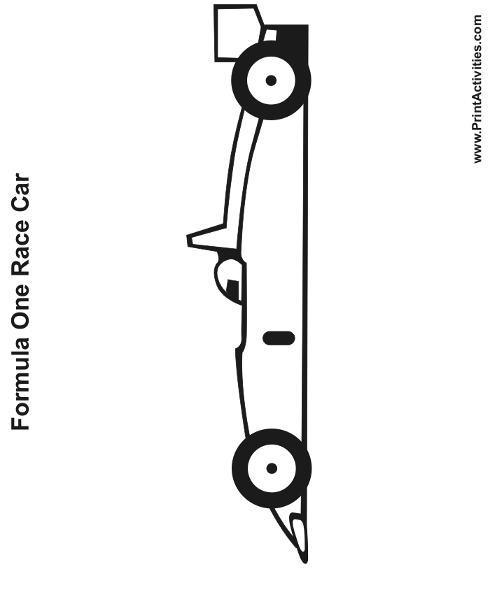 Race Car Coloring Page of a formula one race car.
