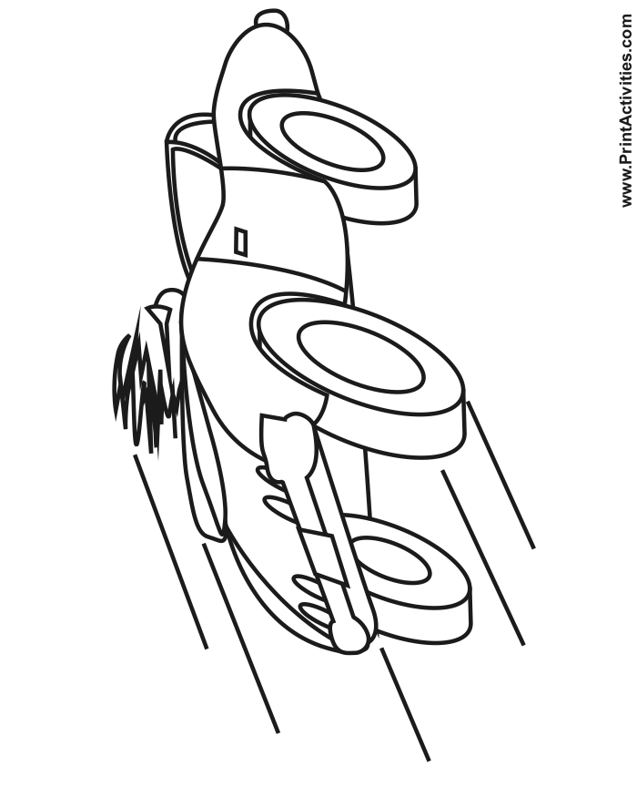 Sports car coloring page of a car being driven fast