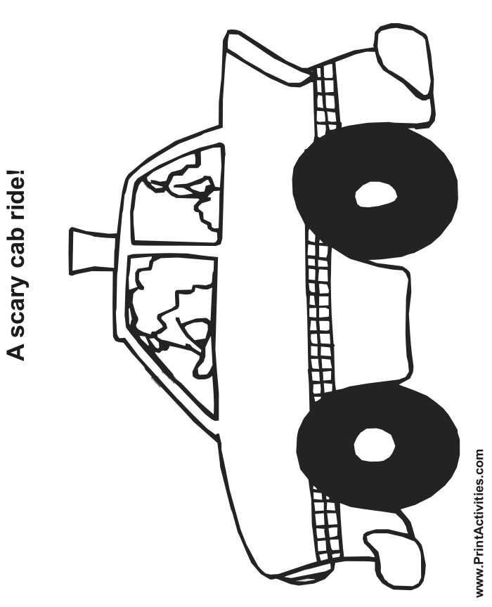 Taxi coloring page of an angry cab driver.
