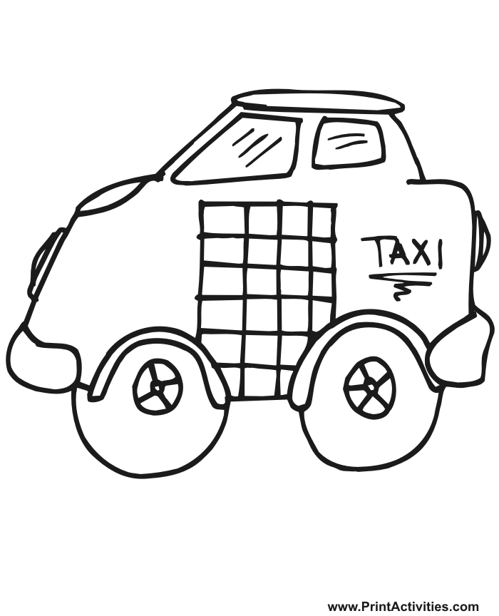 Taxi coloring page.