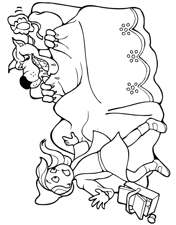 Little Red Riding Hood coloring page: In grandma's bed
