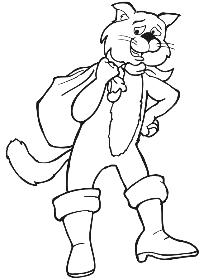 Coloring page of Puss in Boots.