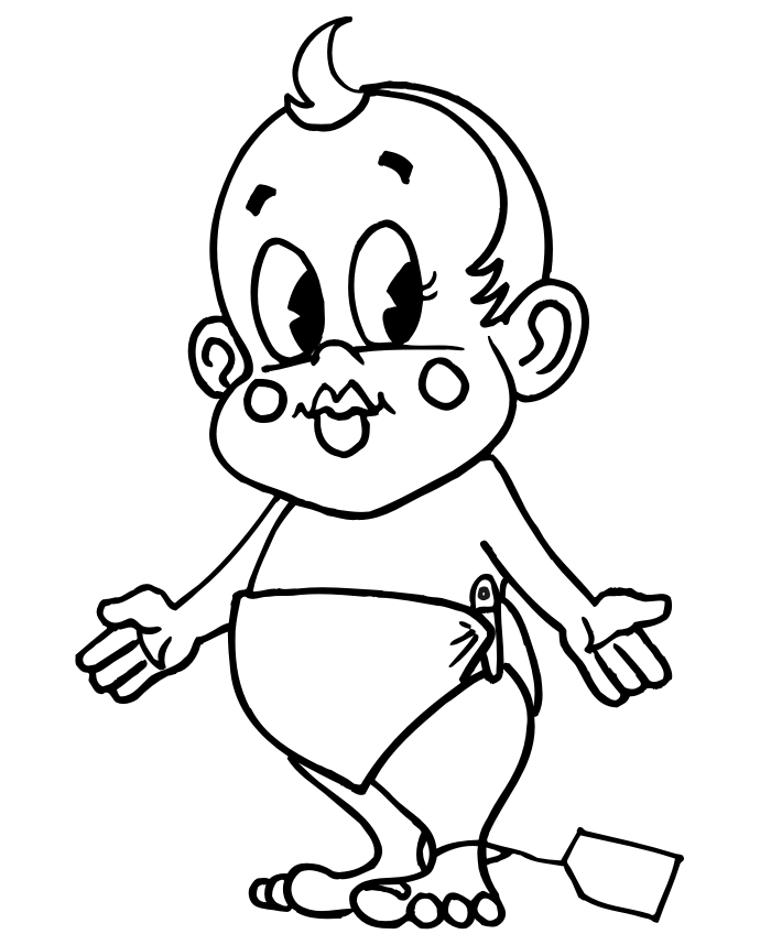Doll Coloring Page of a baby doll with its tag still on