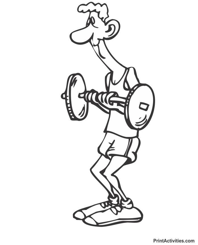 Fitness Coloring Page of doing bicep curls.