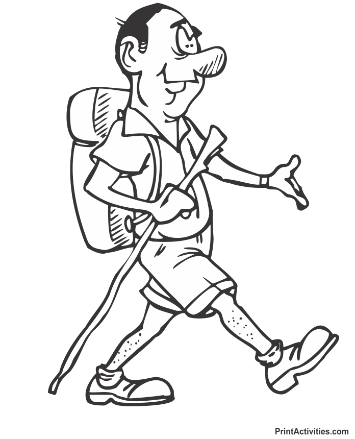 Fitness Coloring Page of hiking.