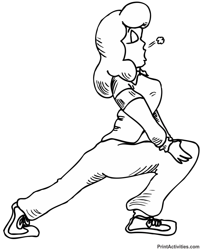 Fitness Coloring Page of a woman doing lunges.