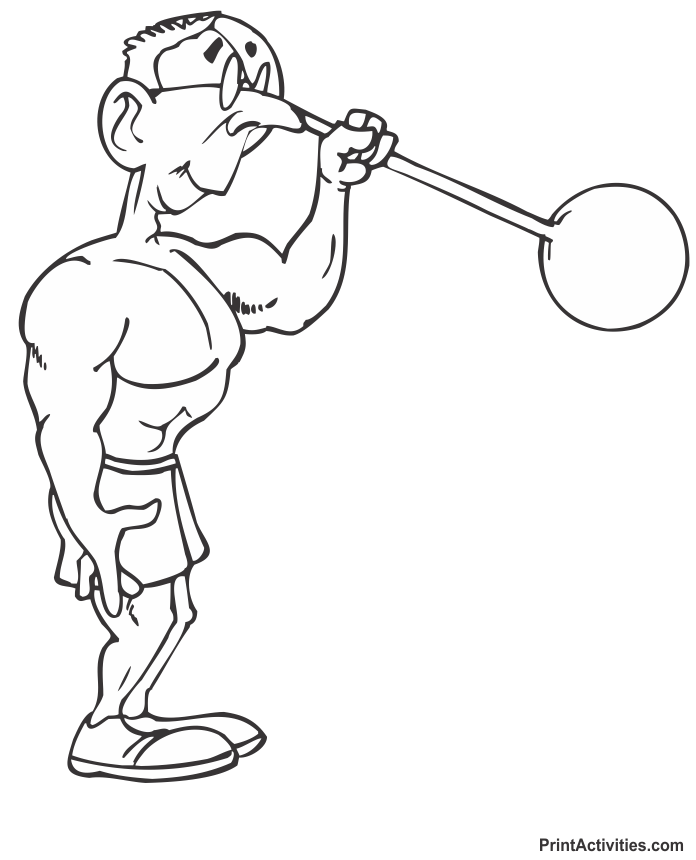 Fitness Coloring Page of a strong man.