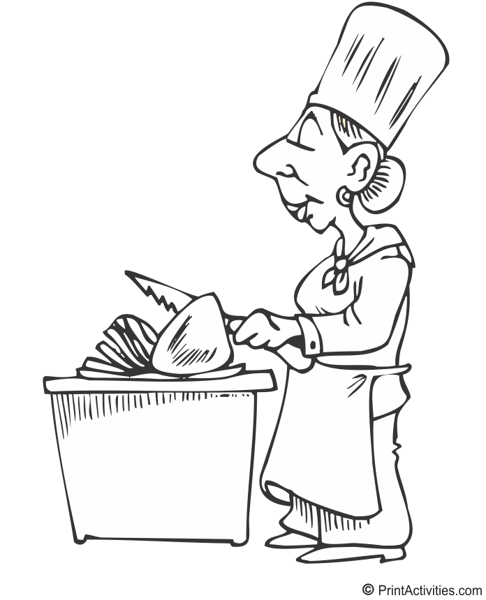 Chef coloring page of female chef