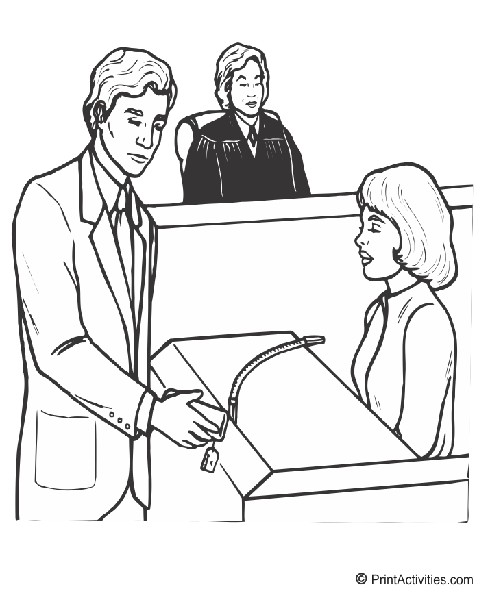 Lawyer Coloring Page In the Courtroom