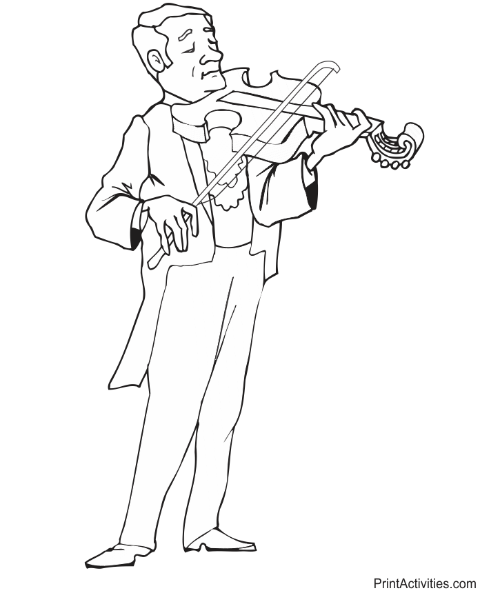 Violinist coloring page