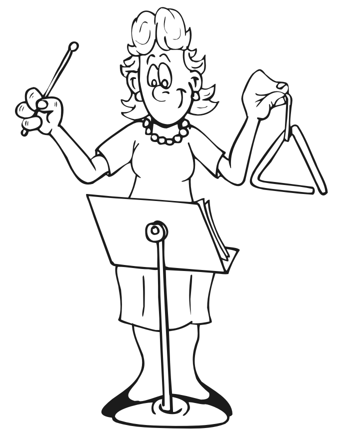 Music coloring page of a triangle player