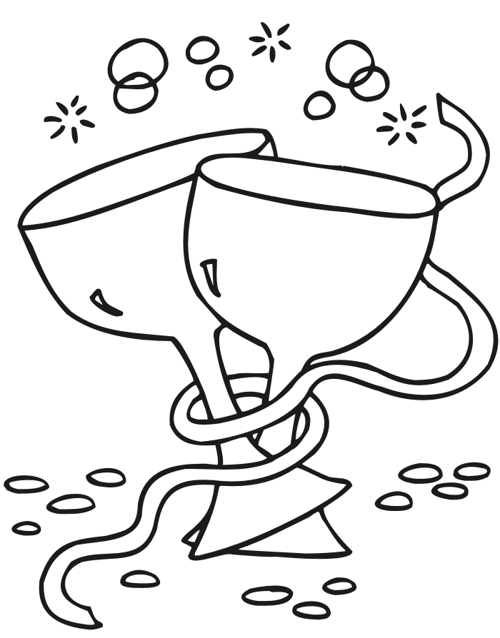 New Year's Eve coloring page of 2 wine glasses