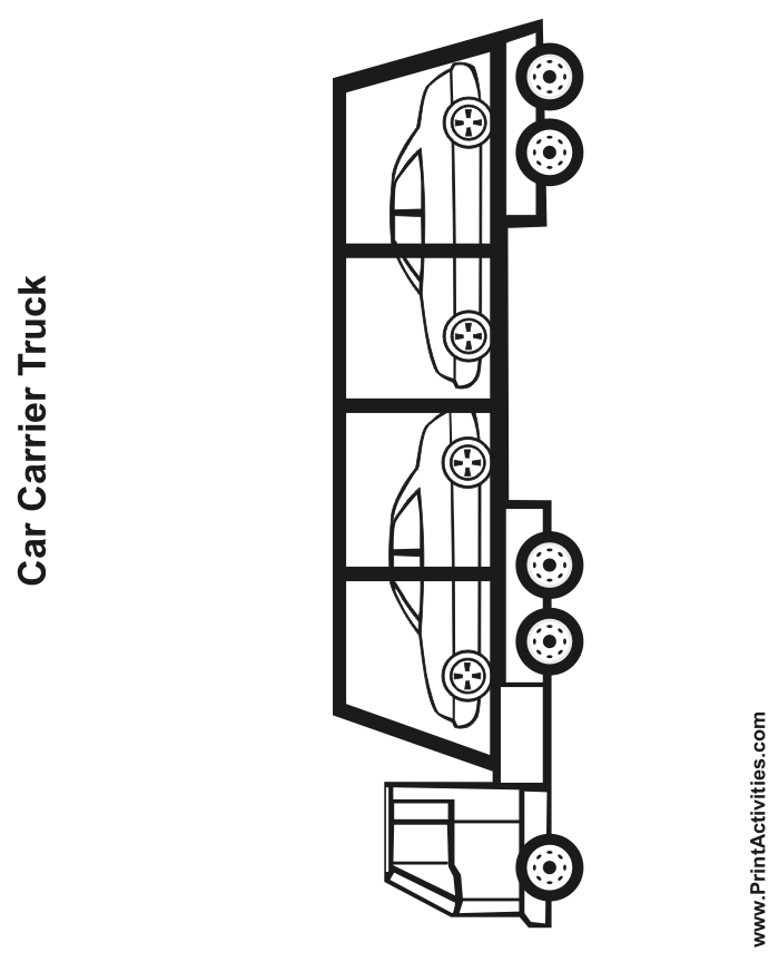 Truck Coloring Page of a car carrier.