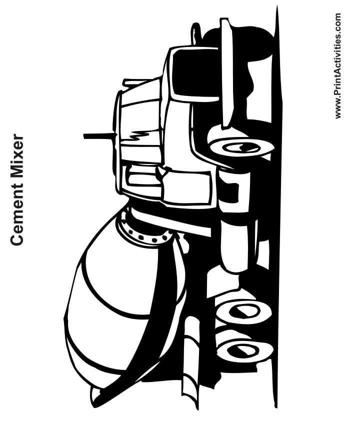 Truck Coloring Page of a cement mixing truck.