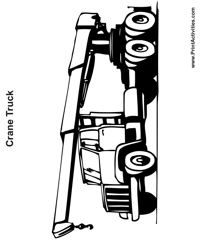 Truck Coloring Page of a crane truck.