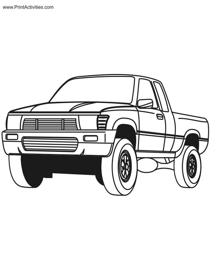Only the pickup truck coloring page will print