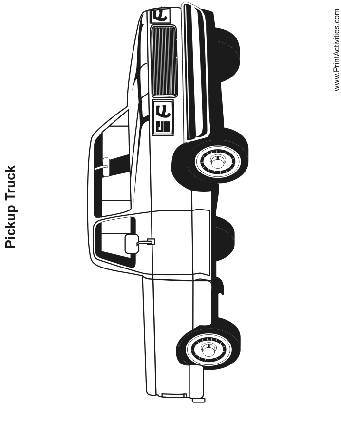 Pickup Truck Coloring Page, side view