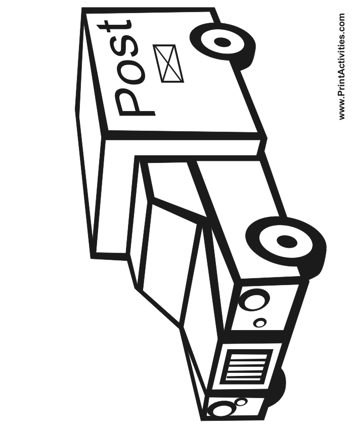 Postal Truck Coloring Page