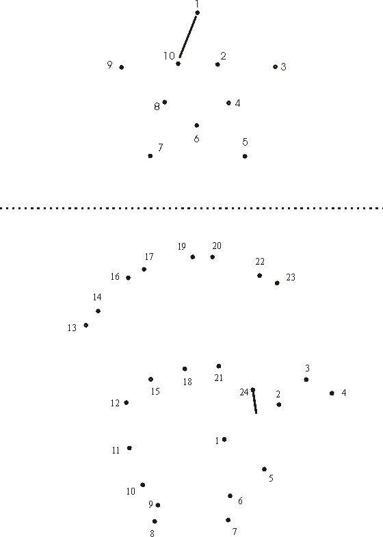 star and hand dot-to-dot puzzles