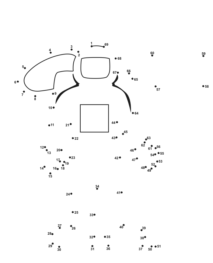 Space dot to dot puzzle of an astronaut