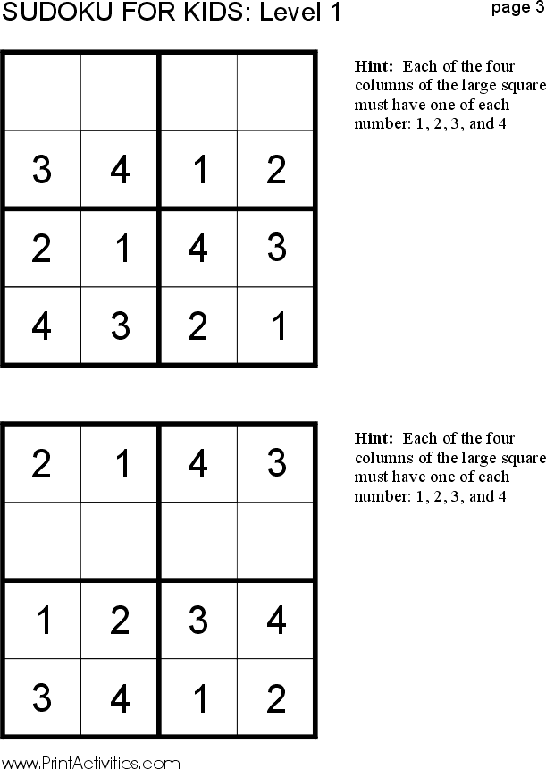 Free Kid Sudoku Puzzle