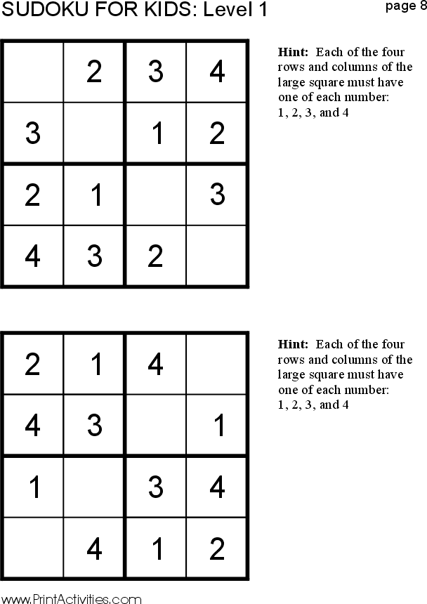 Free Kid Sudoku Puzzle