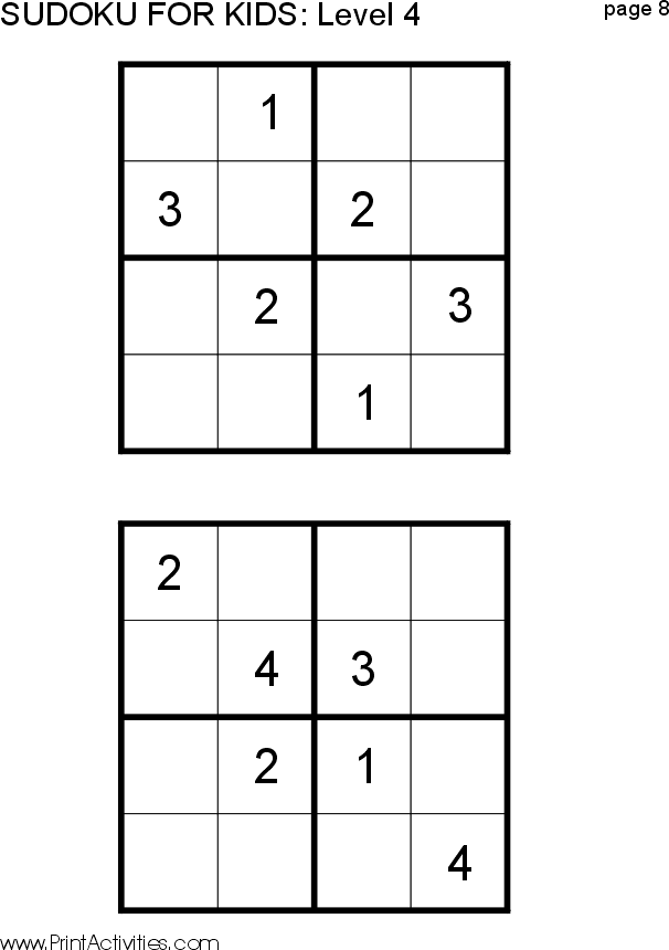 Sudoku 4x4 Printable (Great for Kids!)