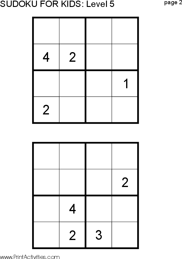 Free Kid Sudoku Puzzle: 4x4