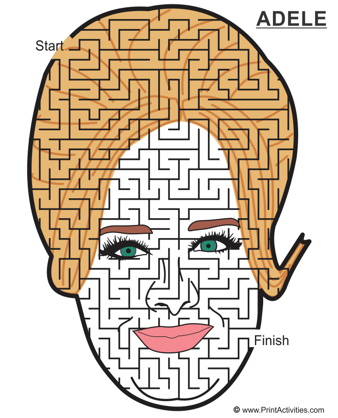 Singer Adele Maze: face shaped maze.