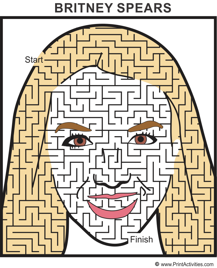 Britney Spears Maze: face shaped maze.