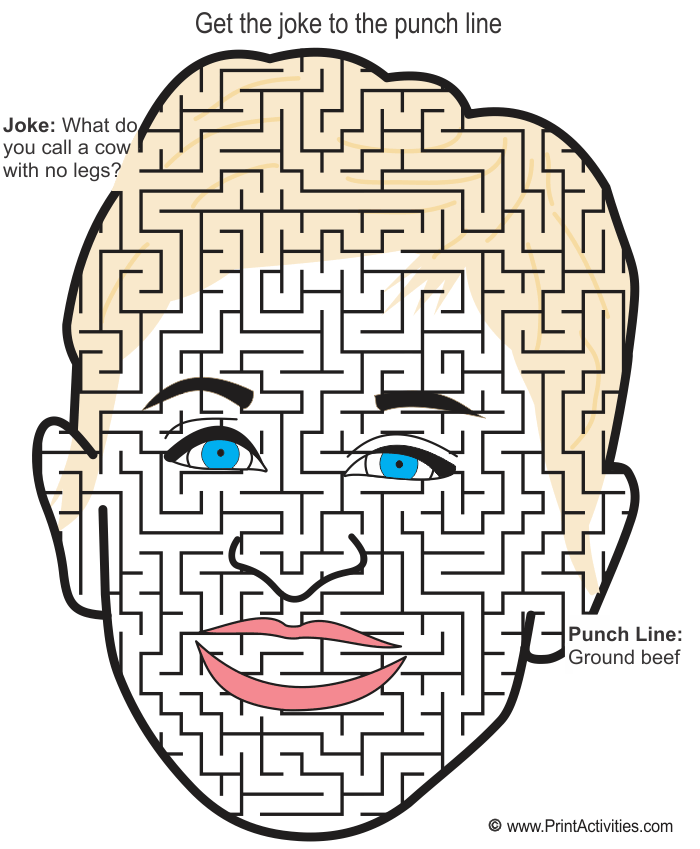 Ellen DeGeneres Maze: face shaped maze.