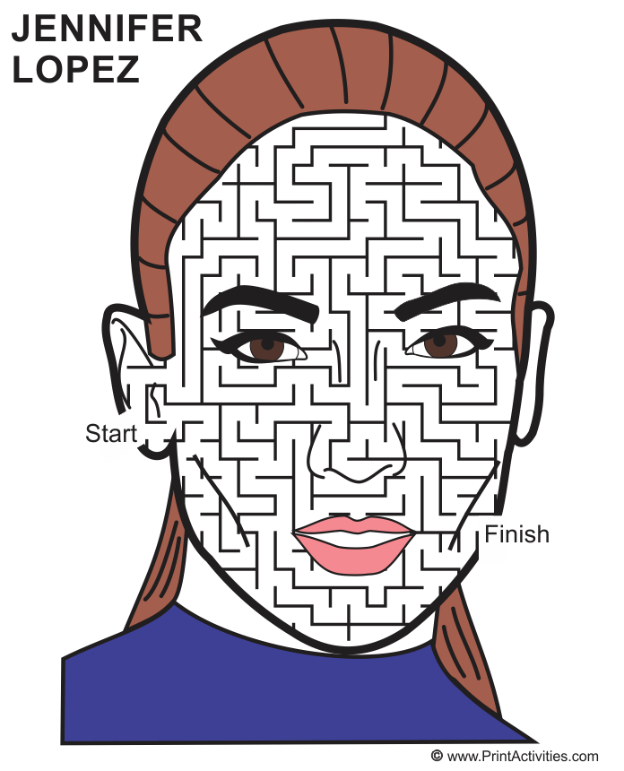 Singer Jennifer Lopez Maze: face shaped maze.