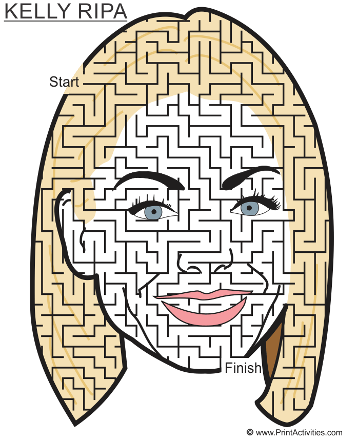 Kelly Ripa Maze: face shaped maze.