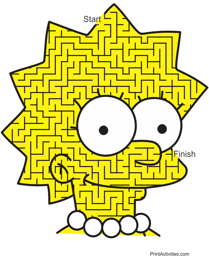 Lisa Simpson Maze: face shaped maze.