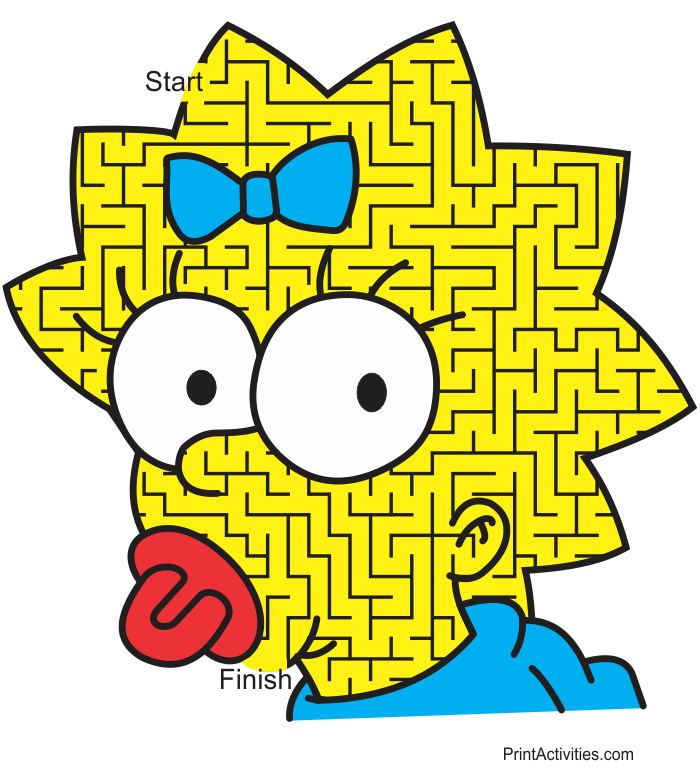 Maggie Simpson Maze: face shaped maze.