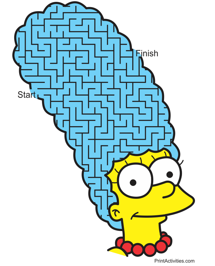 Marge Simpson Maze: face shaped maze.