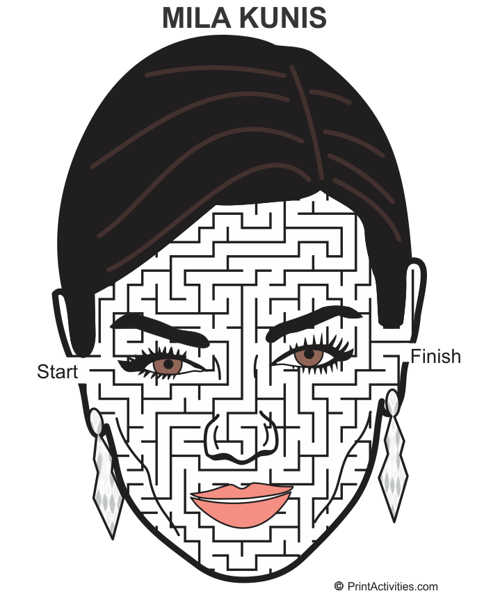 Mila Kunis Maze: face shaped maze.