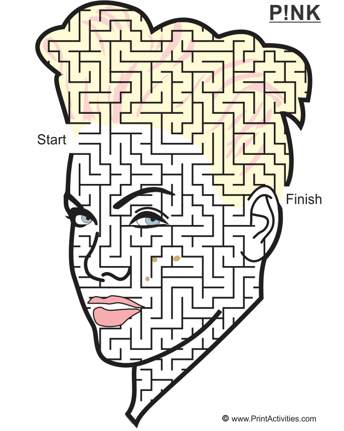 Singer Pink Maze: face shaped maze.