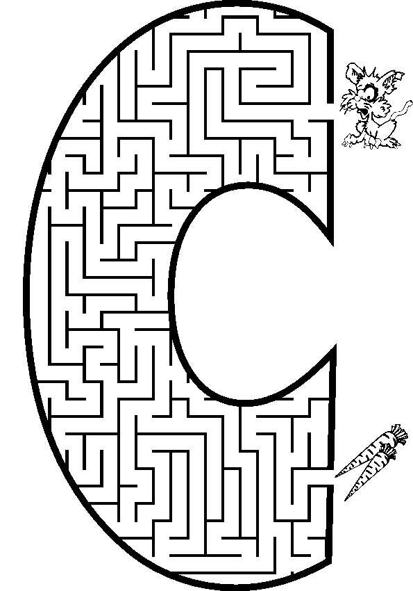 Free Printable Maze of the letter C