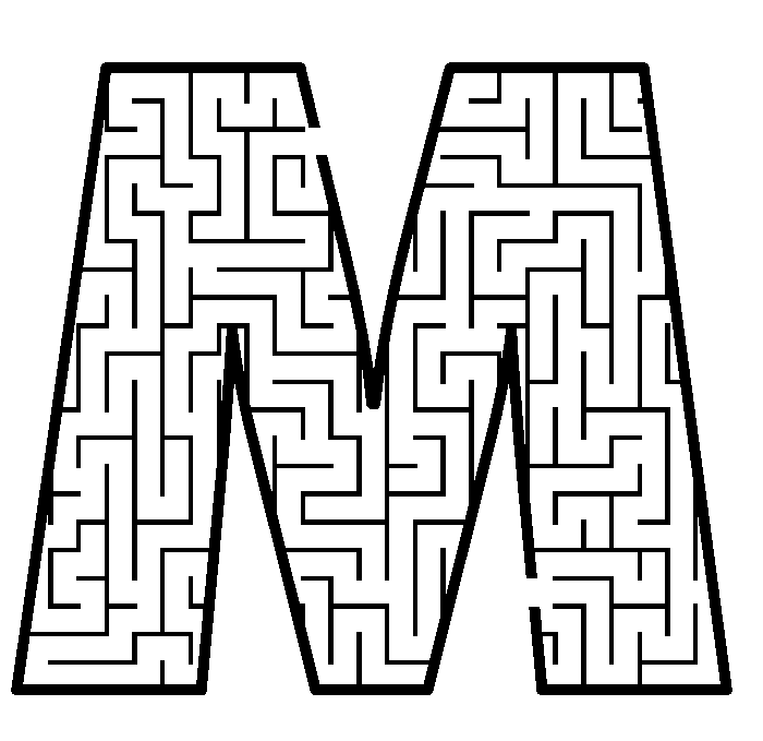 letter m images. maze of the letter M.