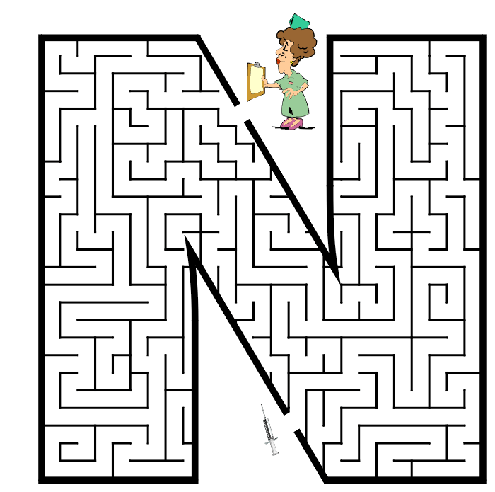 Free Printable Maze of the letter N