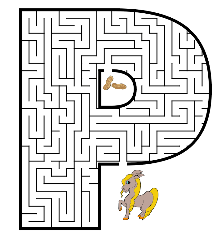 on this free printable maze of the letter P