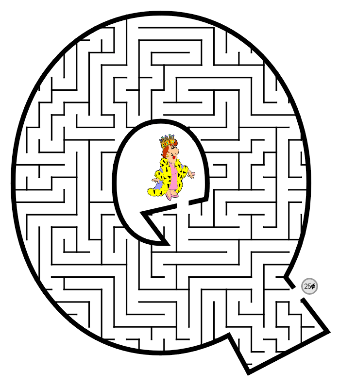 Free Printable Maze of the letter Q