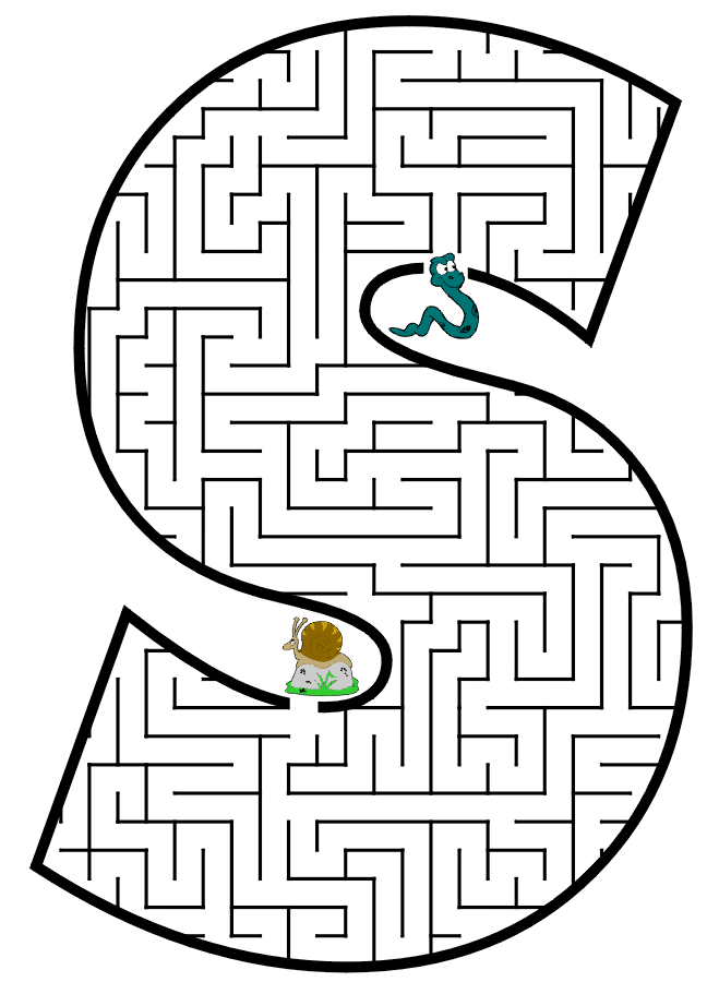 Free Printable Maze of the letter S