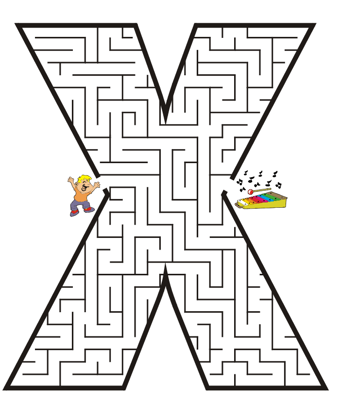Free Printable Maze of the letter X