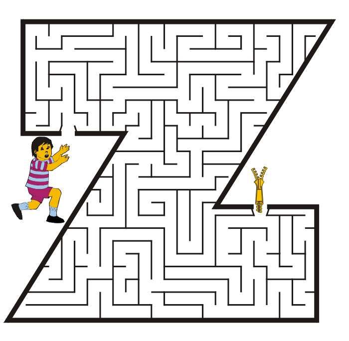 Free Printable Maze of the letter z: zipper