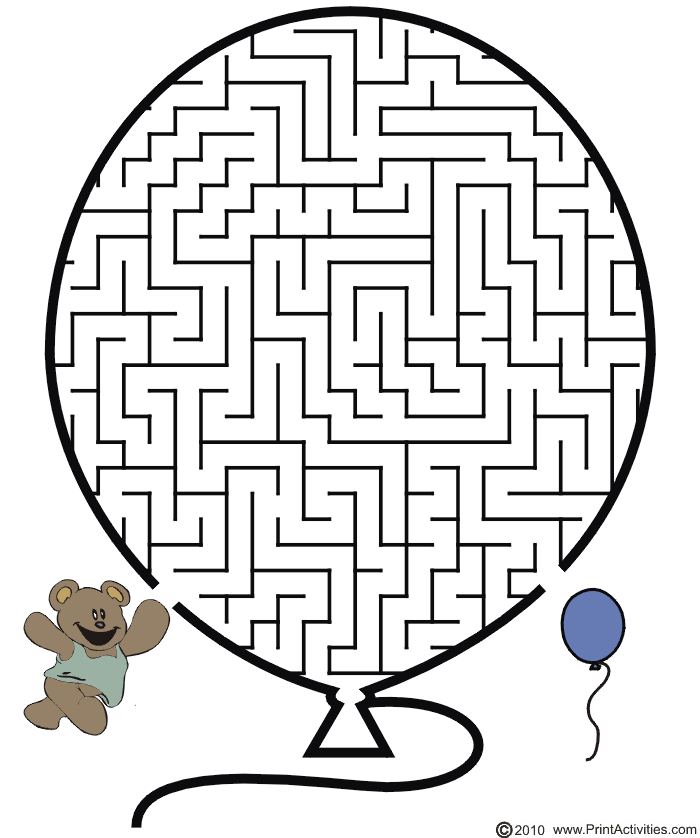 Balloon Maze: Guide the teddy bear through the maze to its balloon