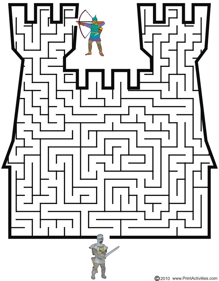 Castle Maze: Guide the knight thru the maze to the archer.