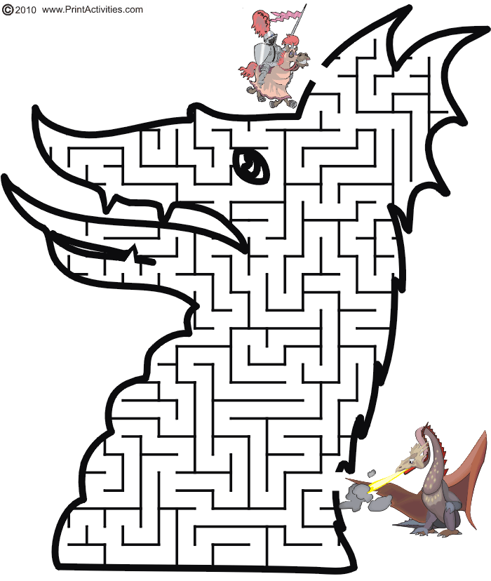 Dragon Maze: Show the knight the way through the maze to slay the dragon